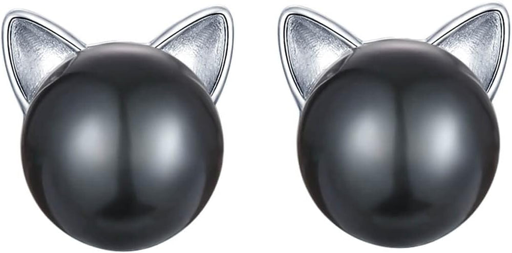Cat Ear Pearl Stud Earrings