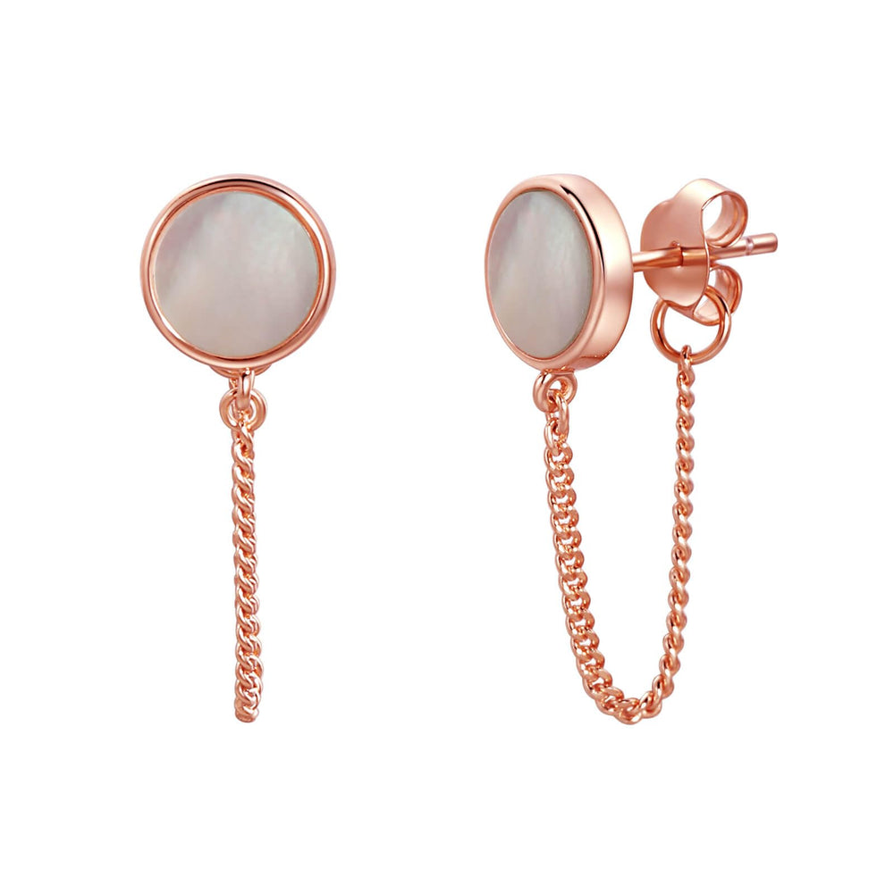 S.Leaf Gold Chain Earrings for Women Mother of Pearl Shell Earrings