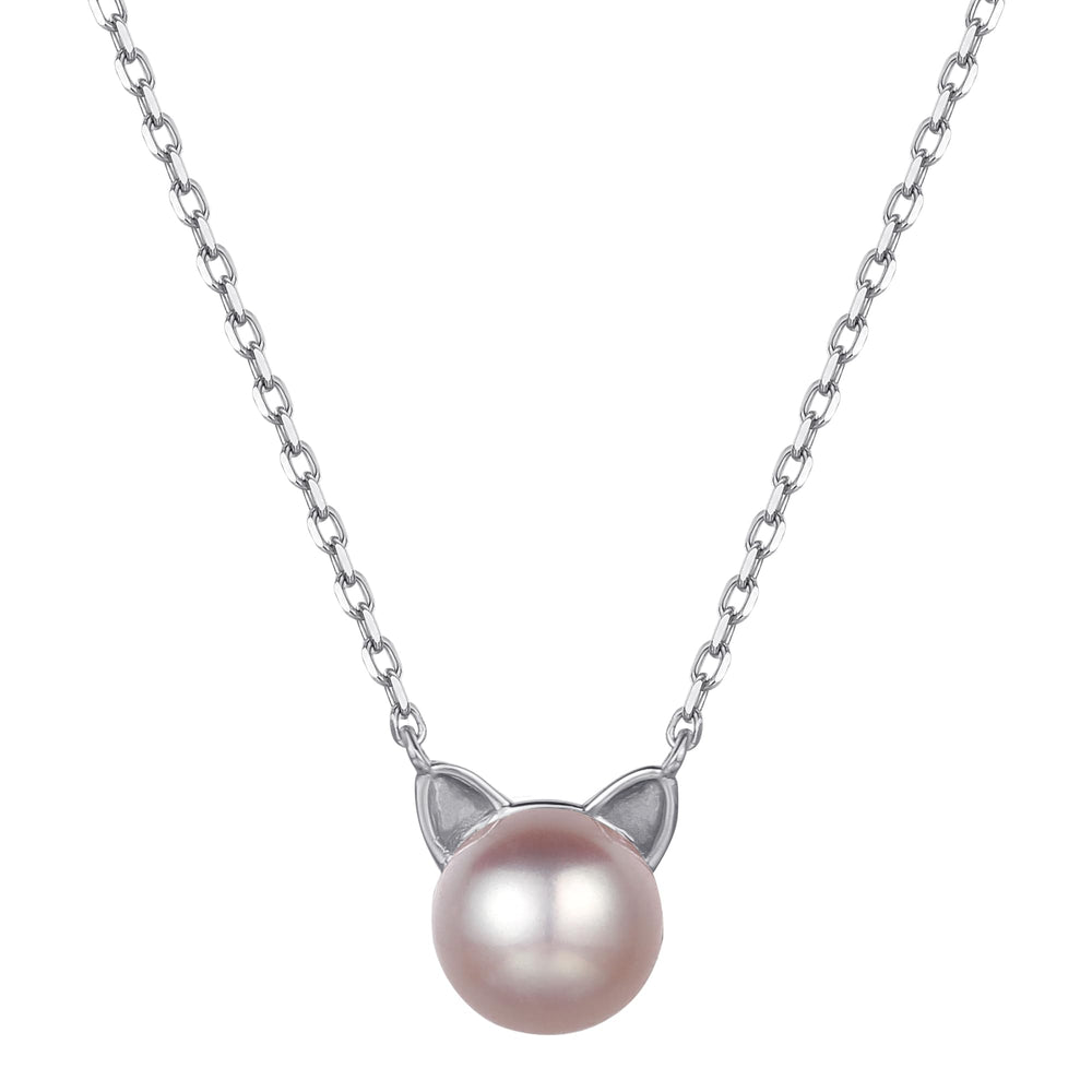 Cute Cat Pearl Pendant Necklace