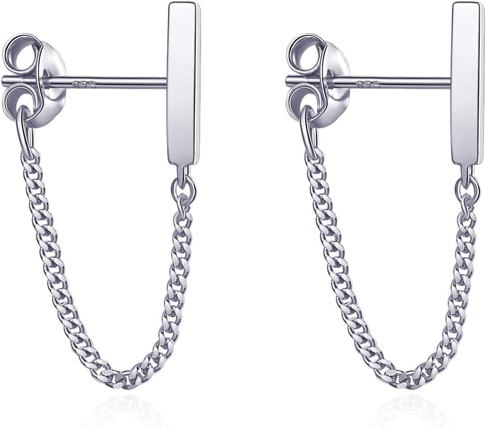 Bar with Chain Dangle Earrings