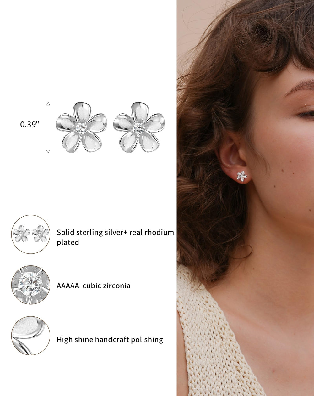 S.Leaf Plumeria Flower Earrings