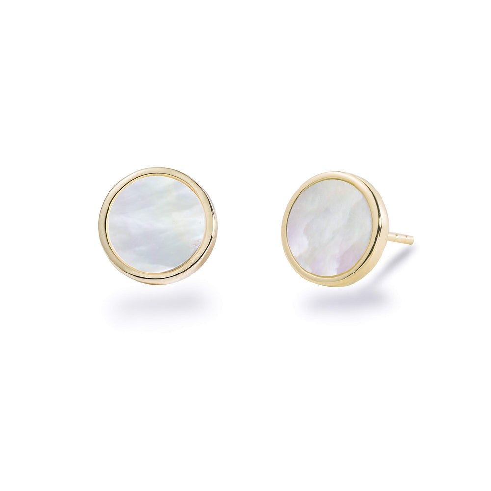 Mother of Pearl Round Stud Earrings