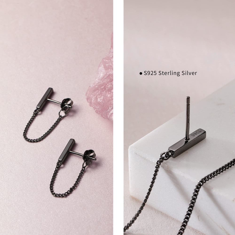 Bar with Chain Dangle Earrings