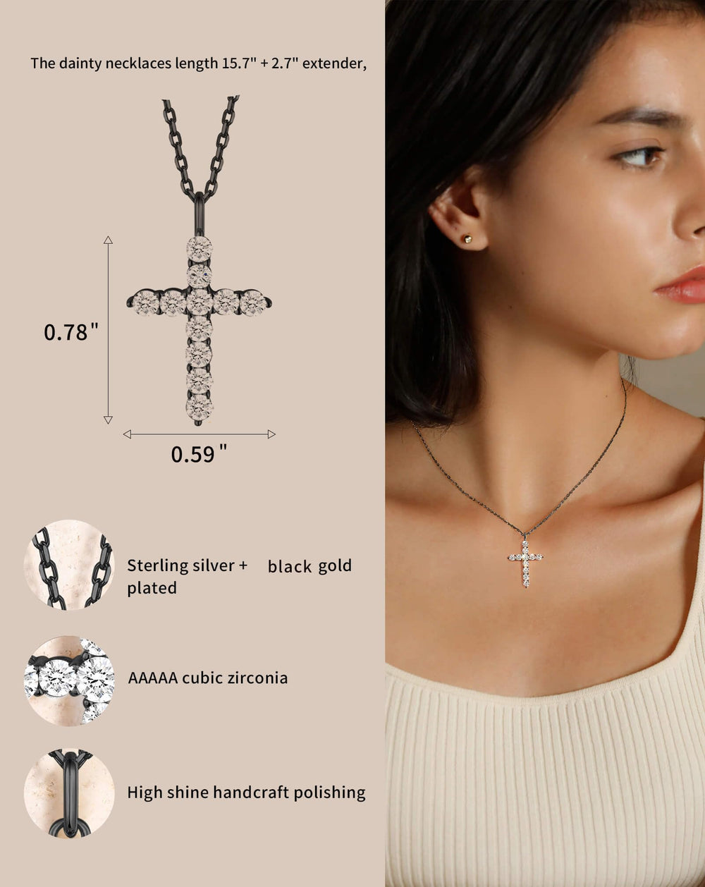925 Sterling Silver Small Cross Necklace