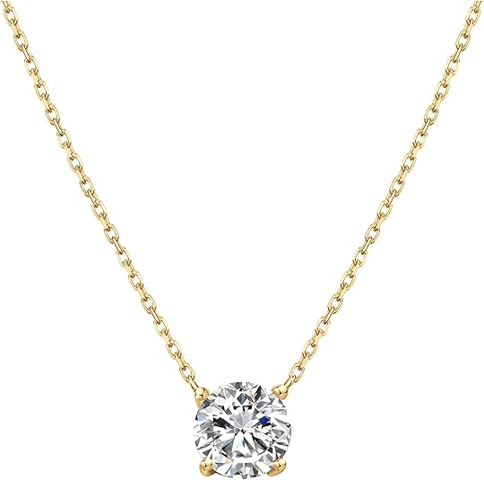 S.Leaf Sterling Silver Gold Plated Choker Pendant Cubic Zirconia Solitaire Necklaces
