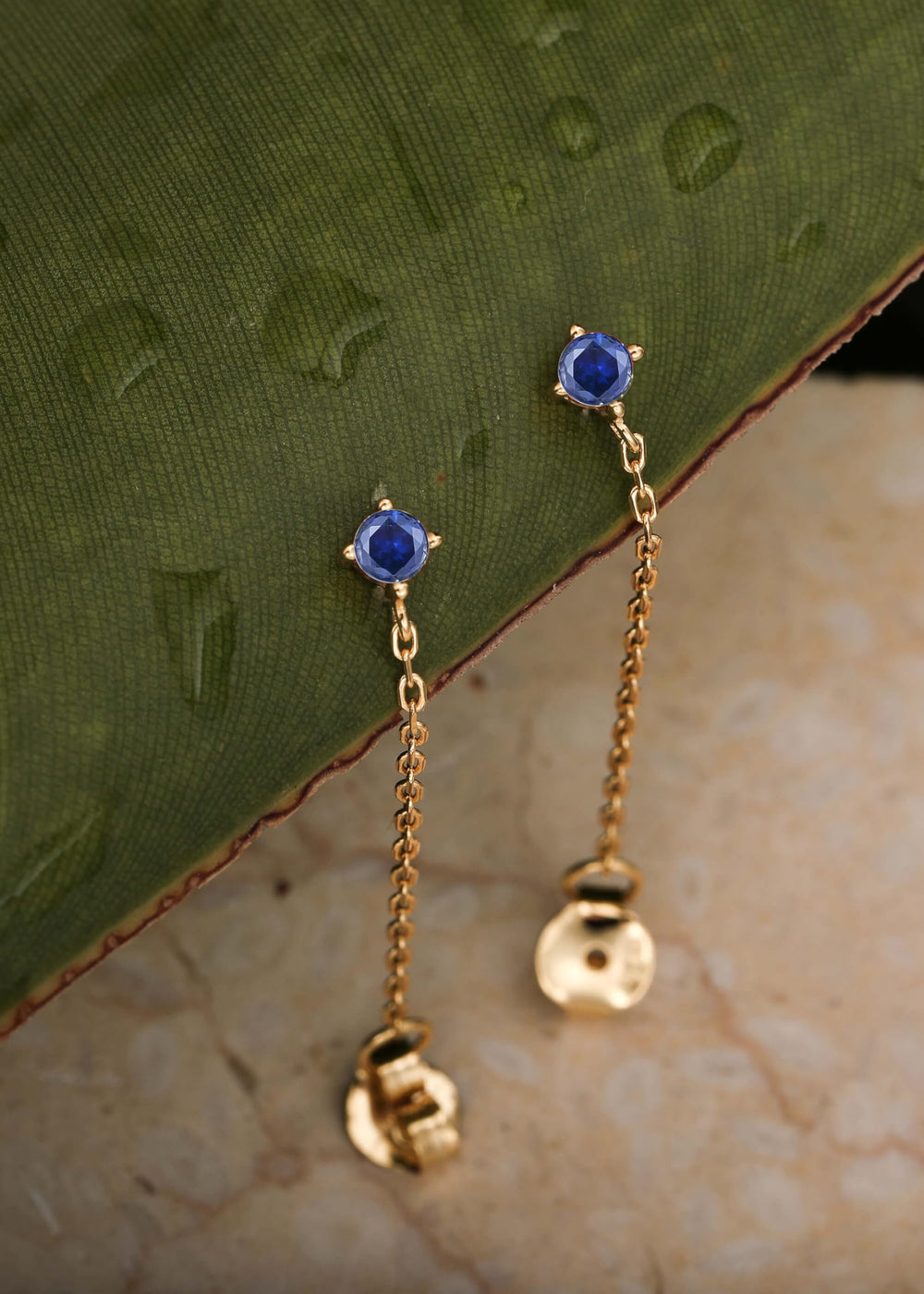 S.Leaf 925 Sterling Silver 18Karat Gold Plated Chain Earrings