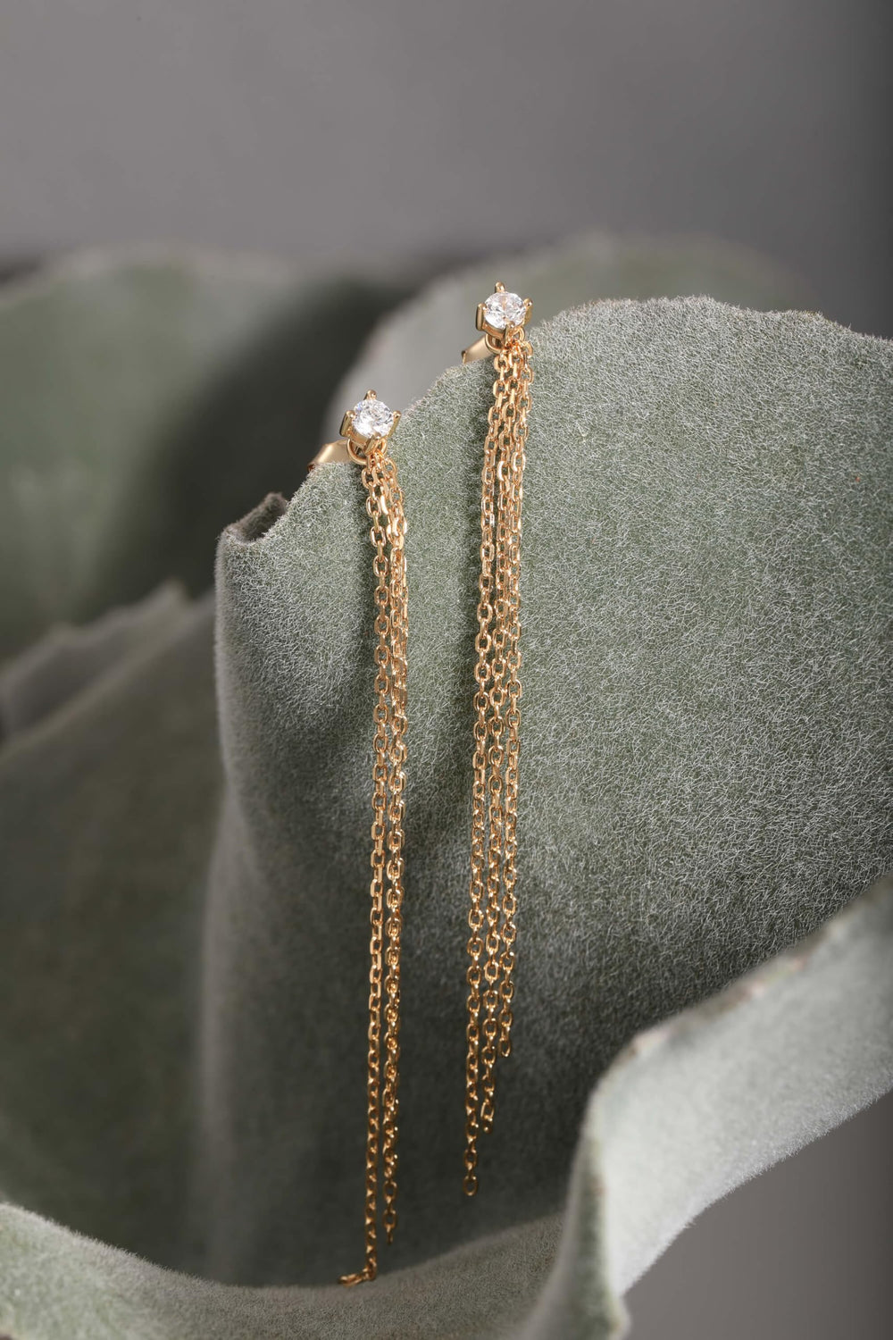 S925 Sterling Silver Through Tassel Chain Earrings