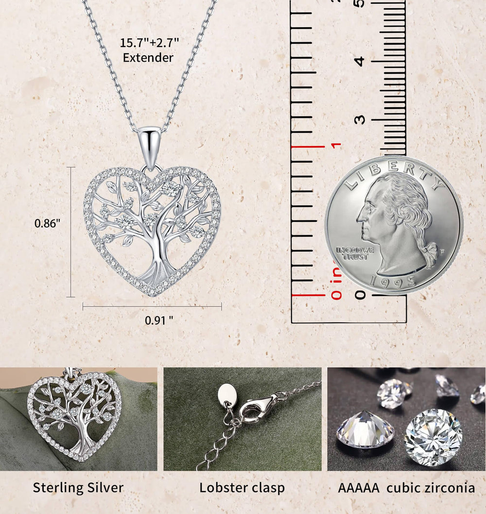 Love Heart Tree of Life Necklaces