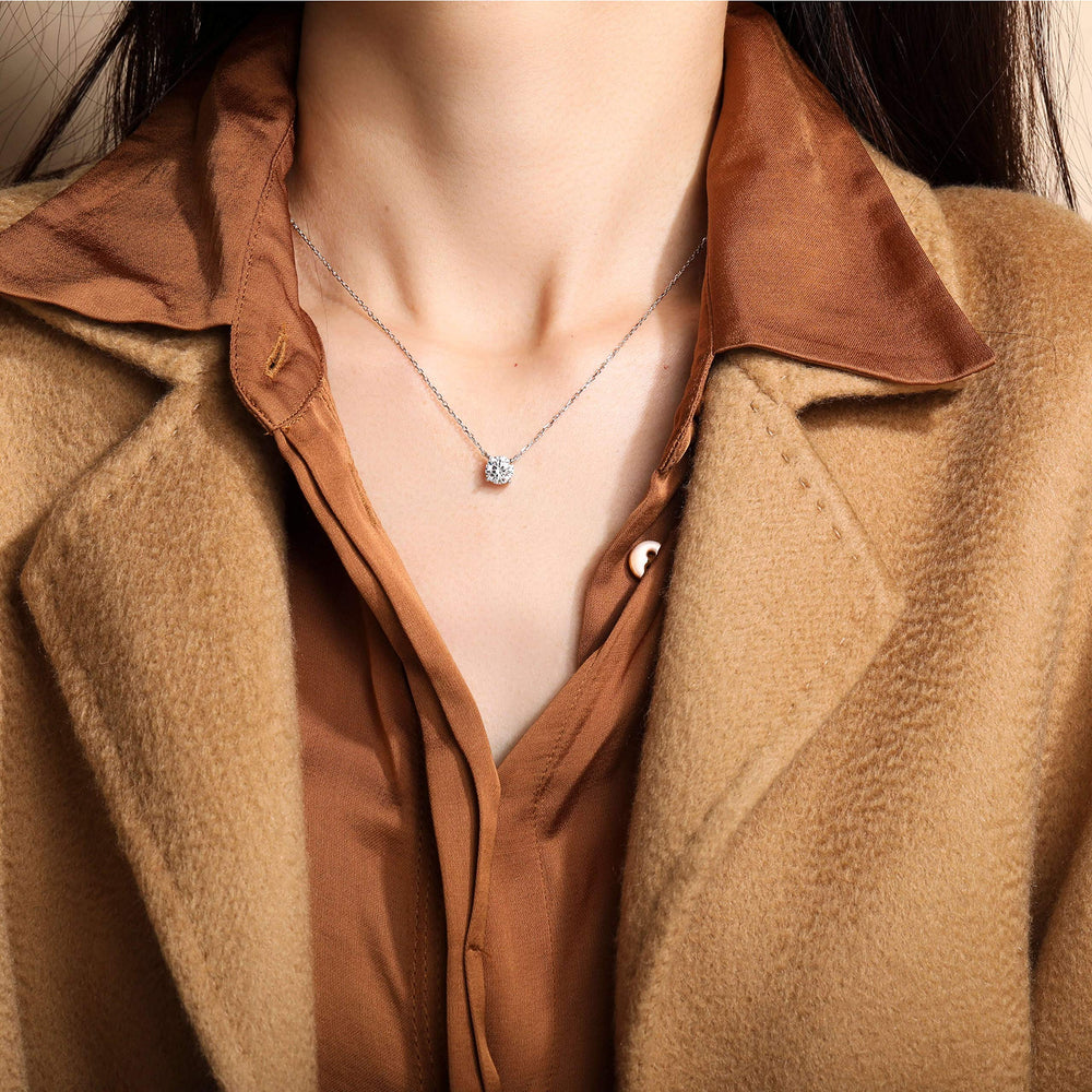 S.Leaf Sterling Silver Gold Plated Choker Pendant Cubic Zirconia Solitaire Necklaces