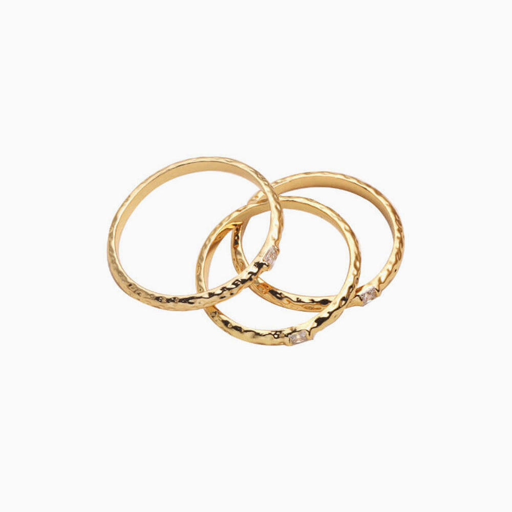 Gold Stackable Vintage Lava Ring Set