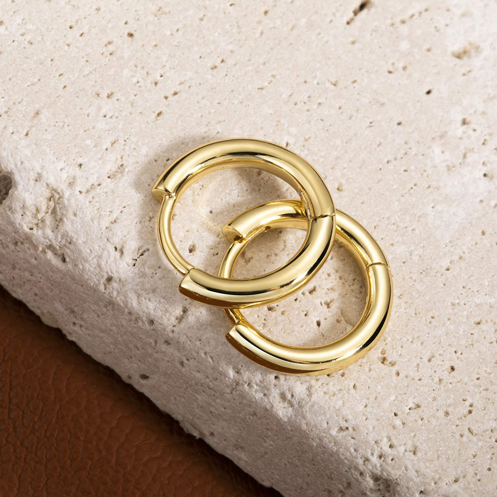 Dainty huggie hoops earrings 12mm gold plated