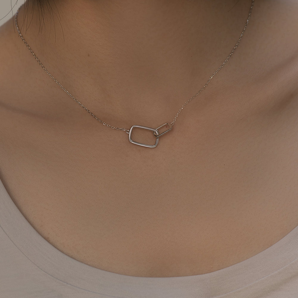 Interlocking Square Pendant Necklace