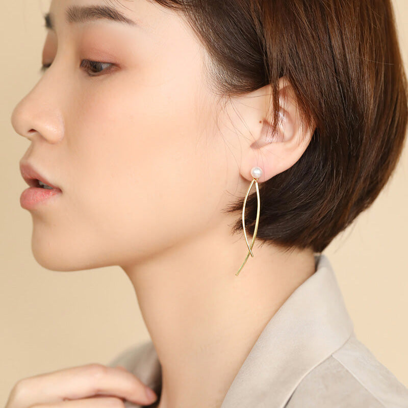 Pearl Tassel Dangle Earrings 925 Sterling Silver