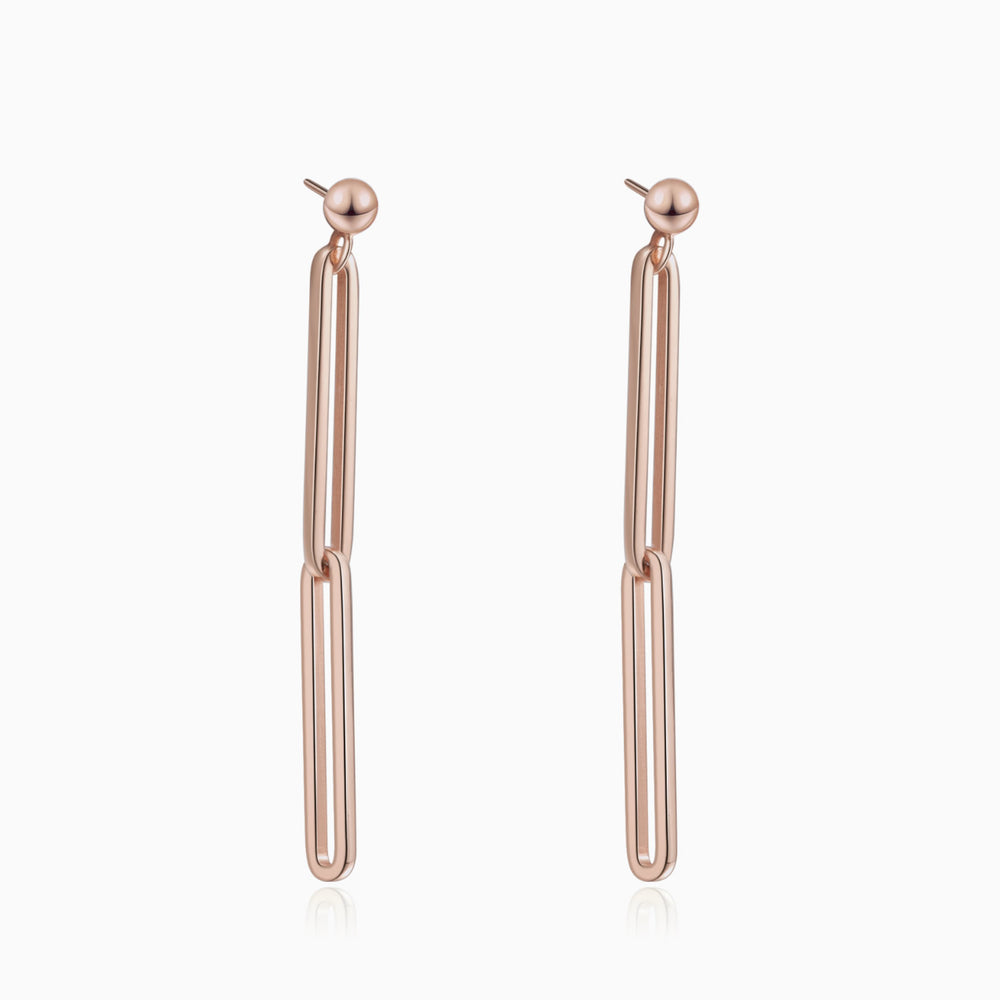 dainty Minimalist Chain Dangle Earrings rose gold