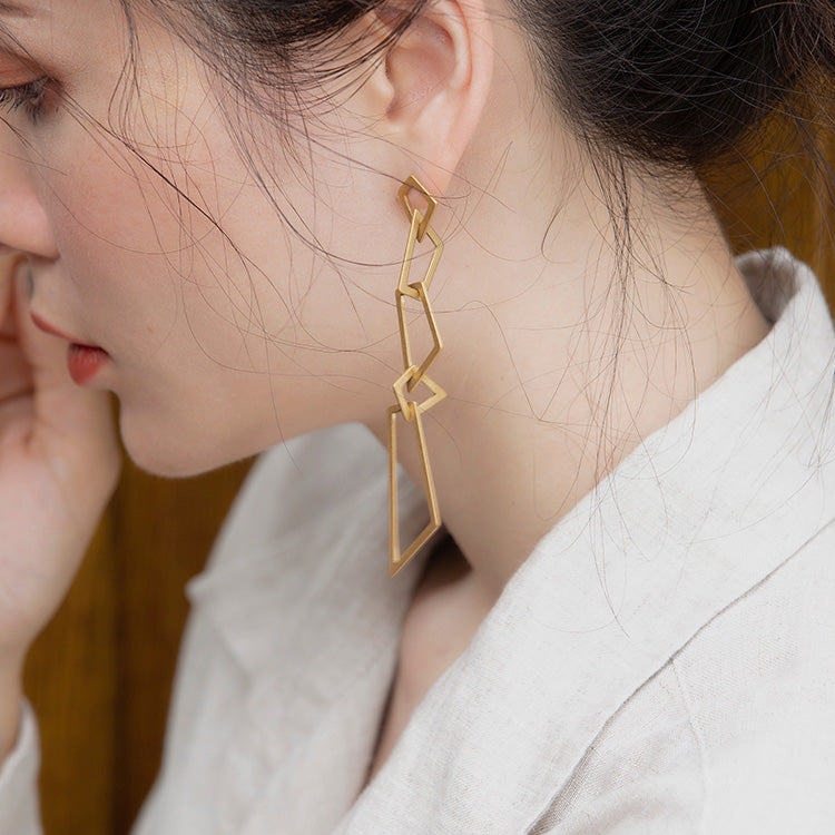 Geometric Long Dangle Earrings