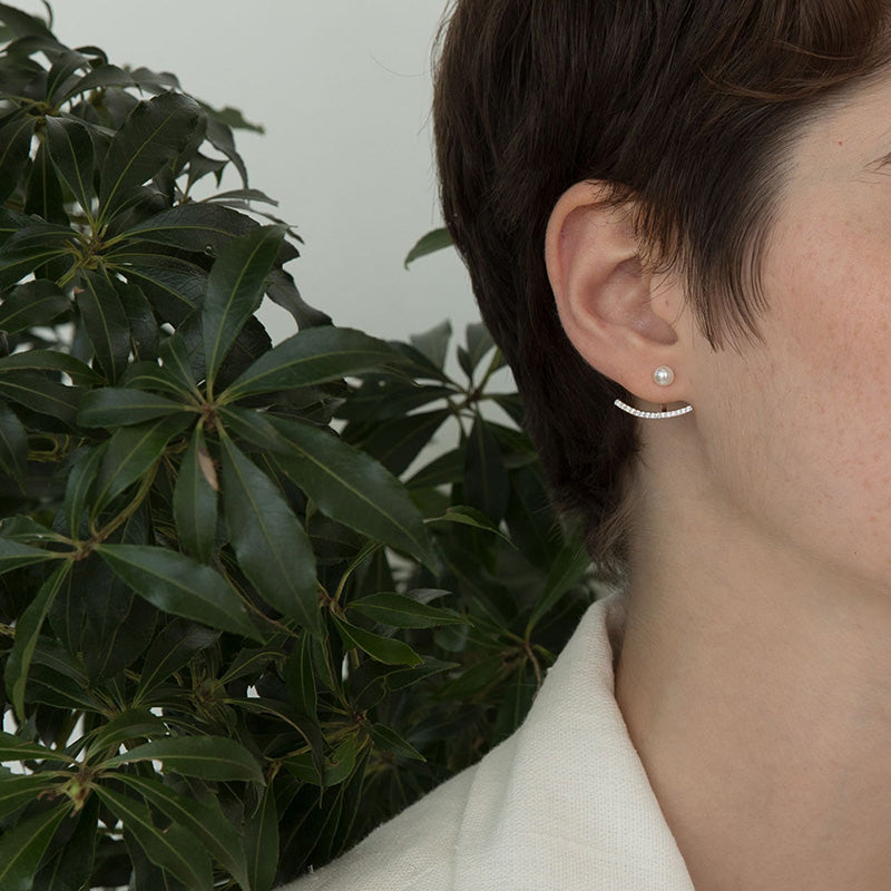 shining CZ Smile Ear Jacket Earrings for women