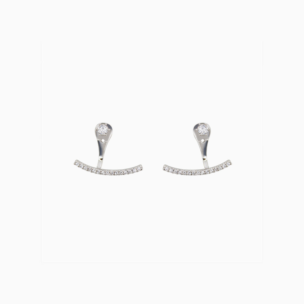 Cubic Zirconia Smile Ear Jacket Earrings