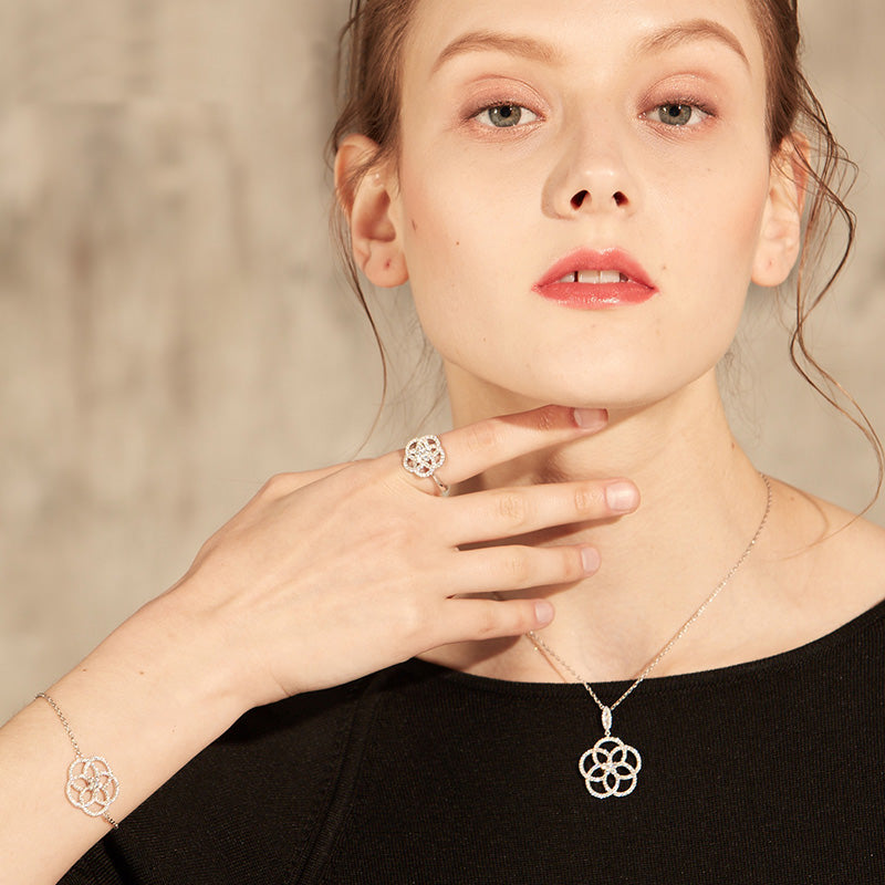 cubic zirconia camellia necklace for women dainty necklaces