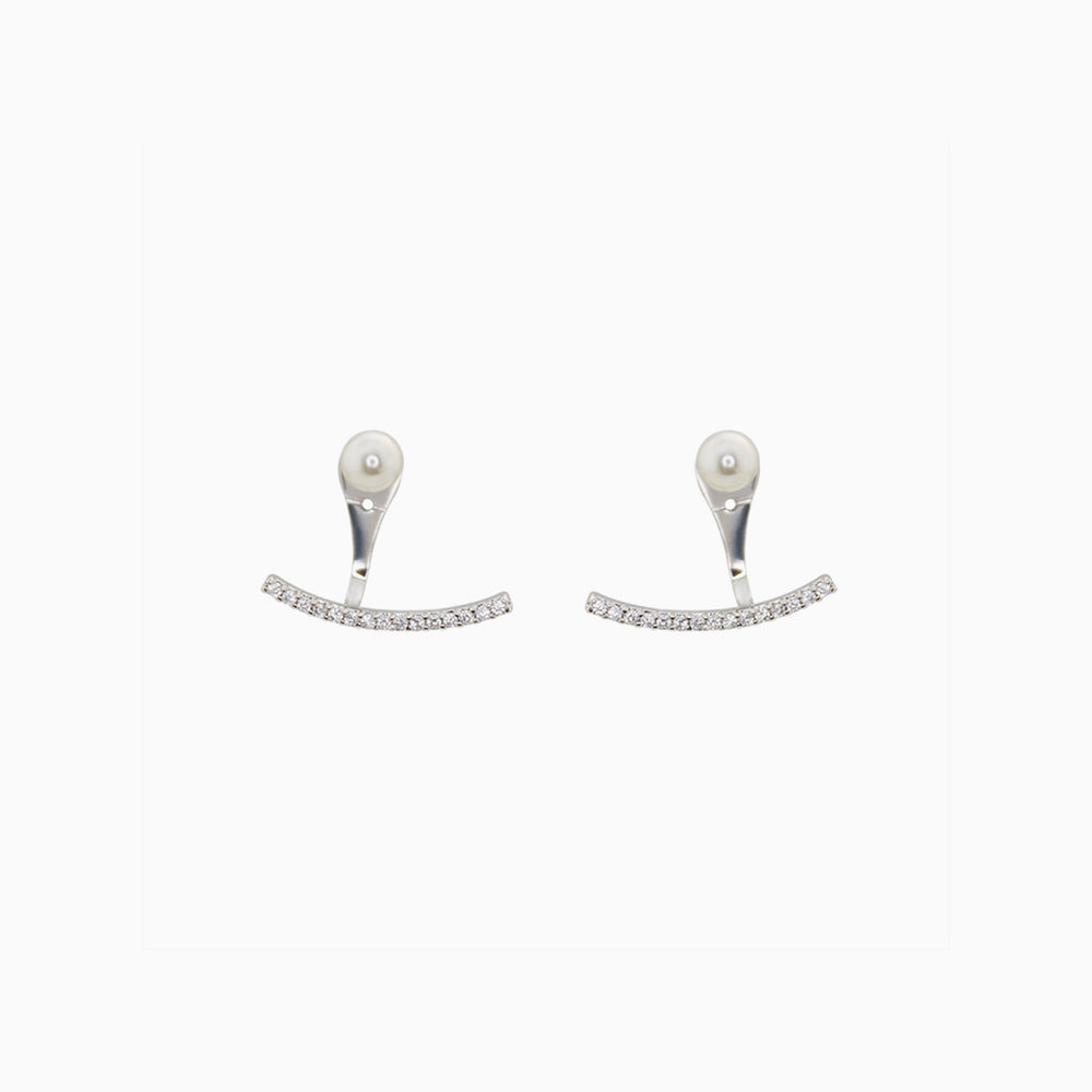 Pearl Smile Ear Jacket Earrings