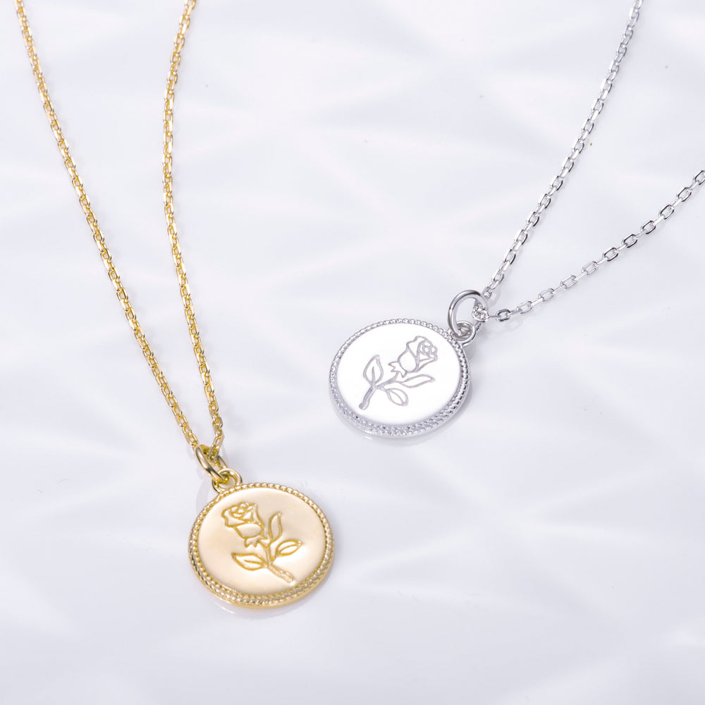 dainty simple Rose Gemini Zodiac Coin Necklace