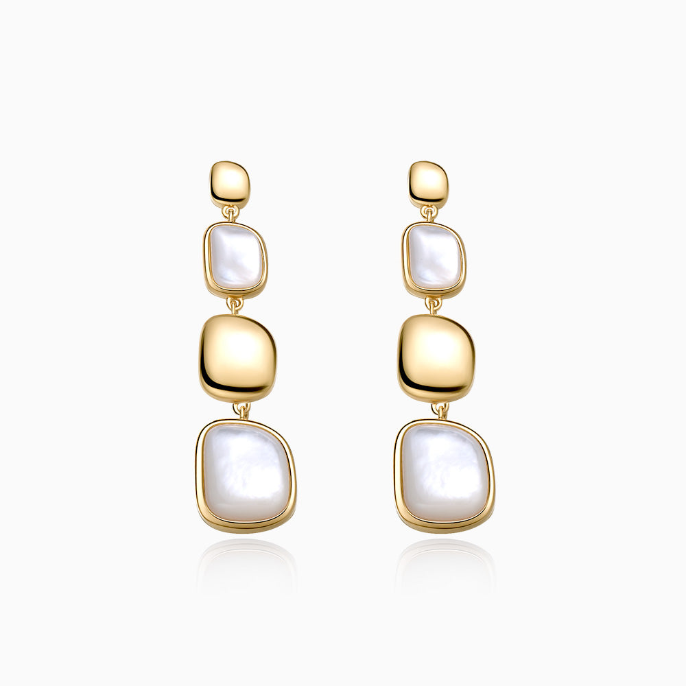 Handmade Mother of Pearl Drop Earrings gold