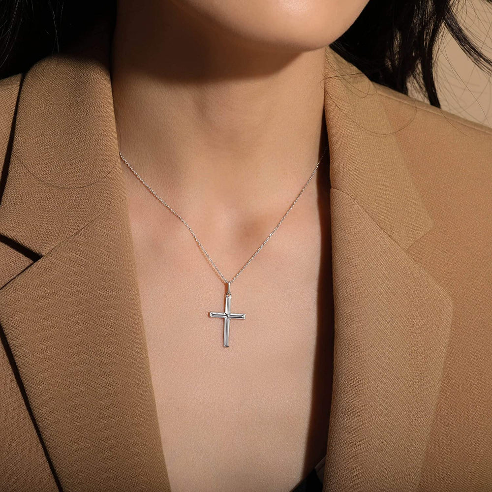 minimalist cross pendant necklace 925 sterling silver