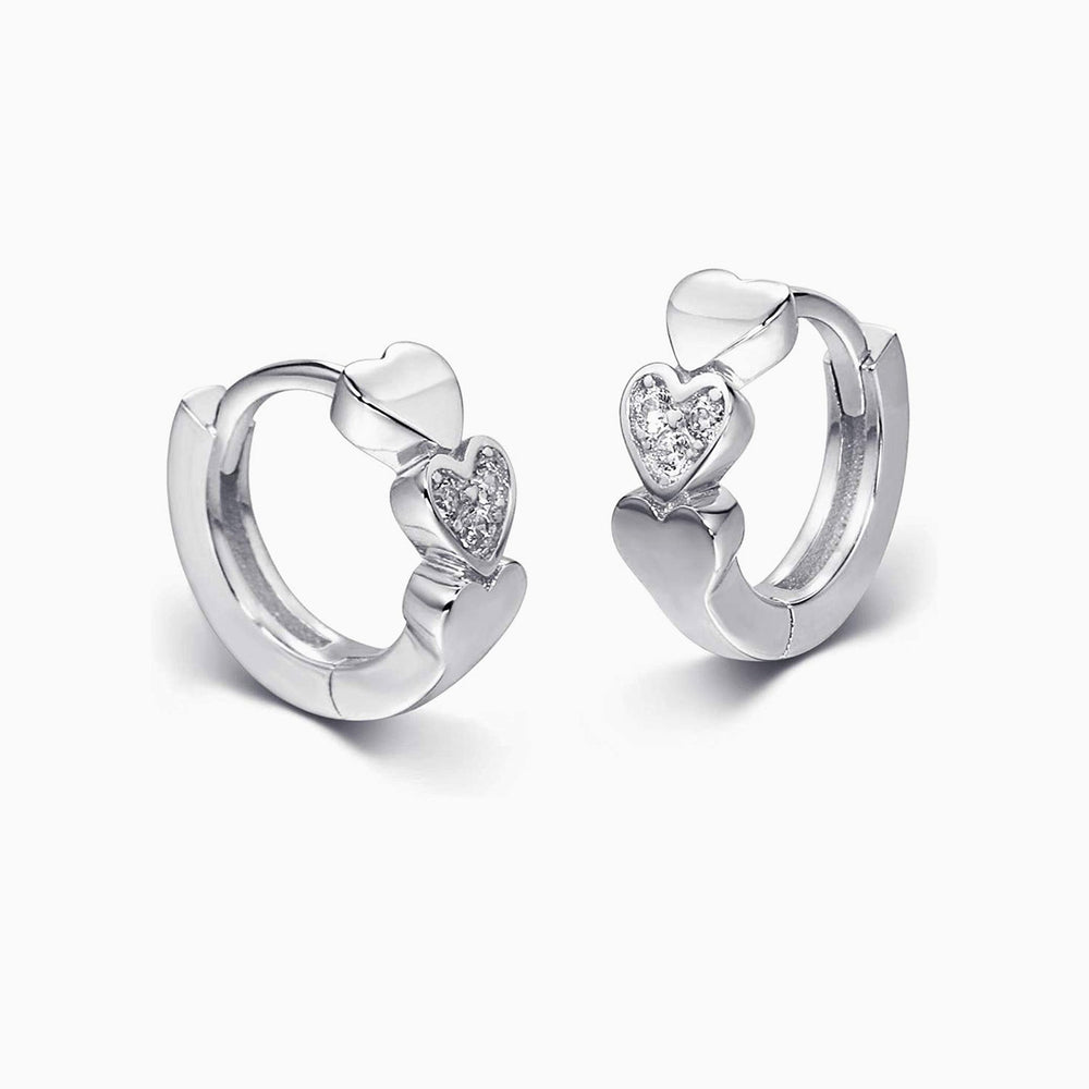 Heart Huggie Hoop Earrings silver